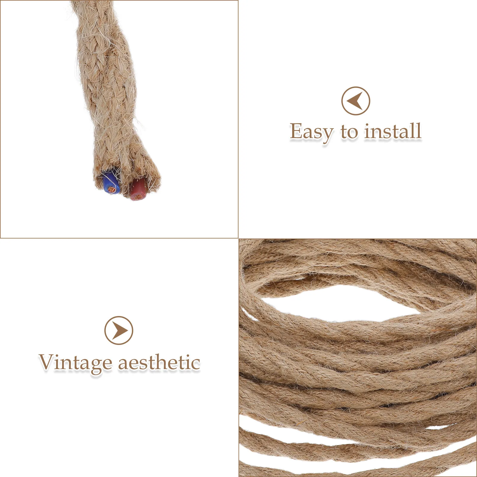 32.81 Feet Industrial Electrical Wire Twisted Lamp Cable Vintage Pendant Light Cord Retro Hanging Lamp Rope Light Cable
