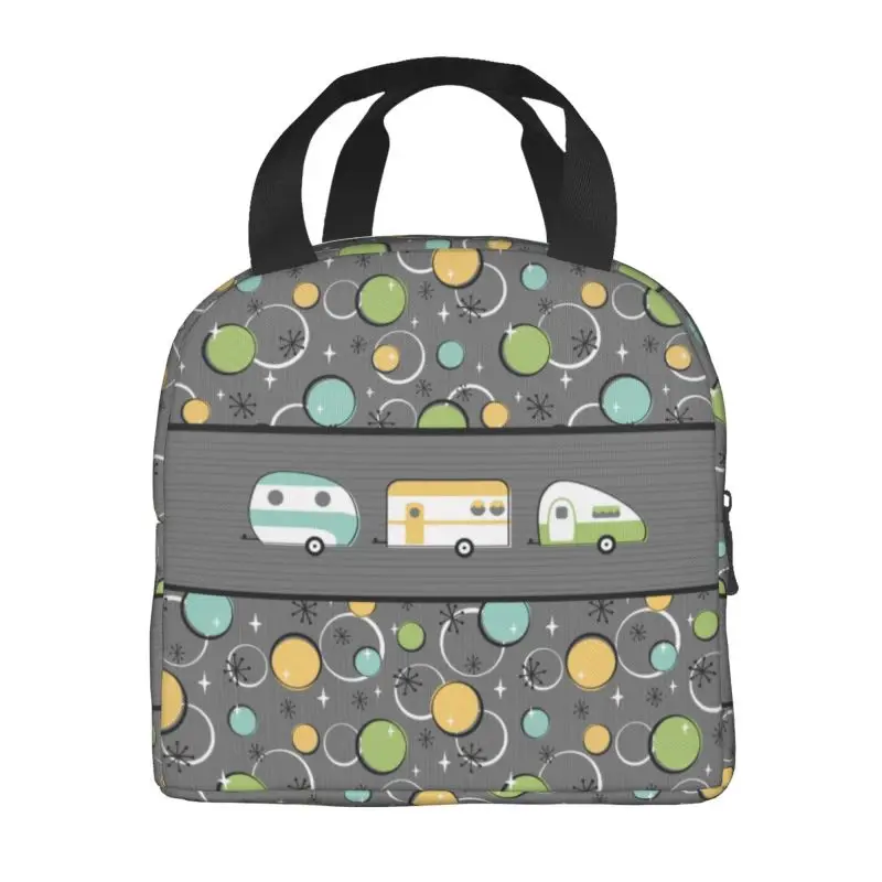 Happy Campers Road Trip Insulated Lunch Bags for Outdoor Picnic Adventure Outdoors Camping Resuable Cooler Thermal Bento Box