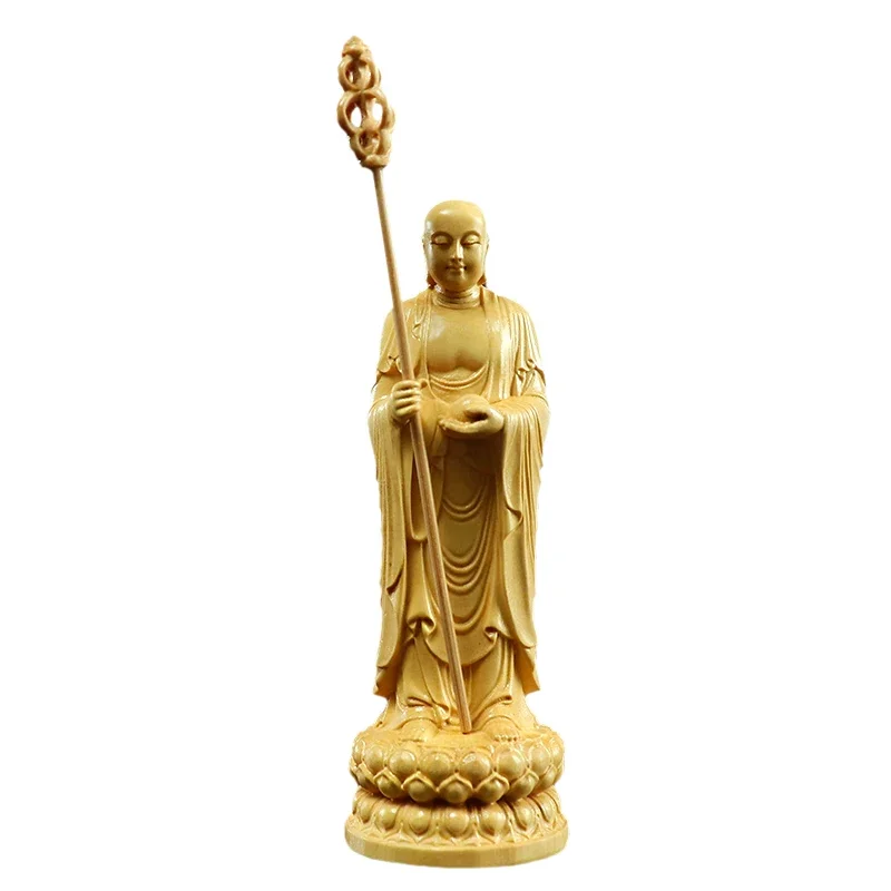 Huangyang wood carving Kizang King Bodhisattva Buddha statue home living room wooden ornaments creative craftsmanship gift