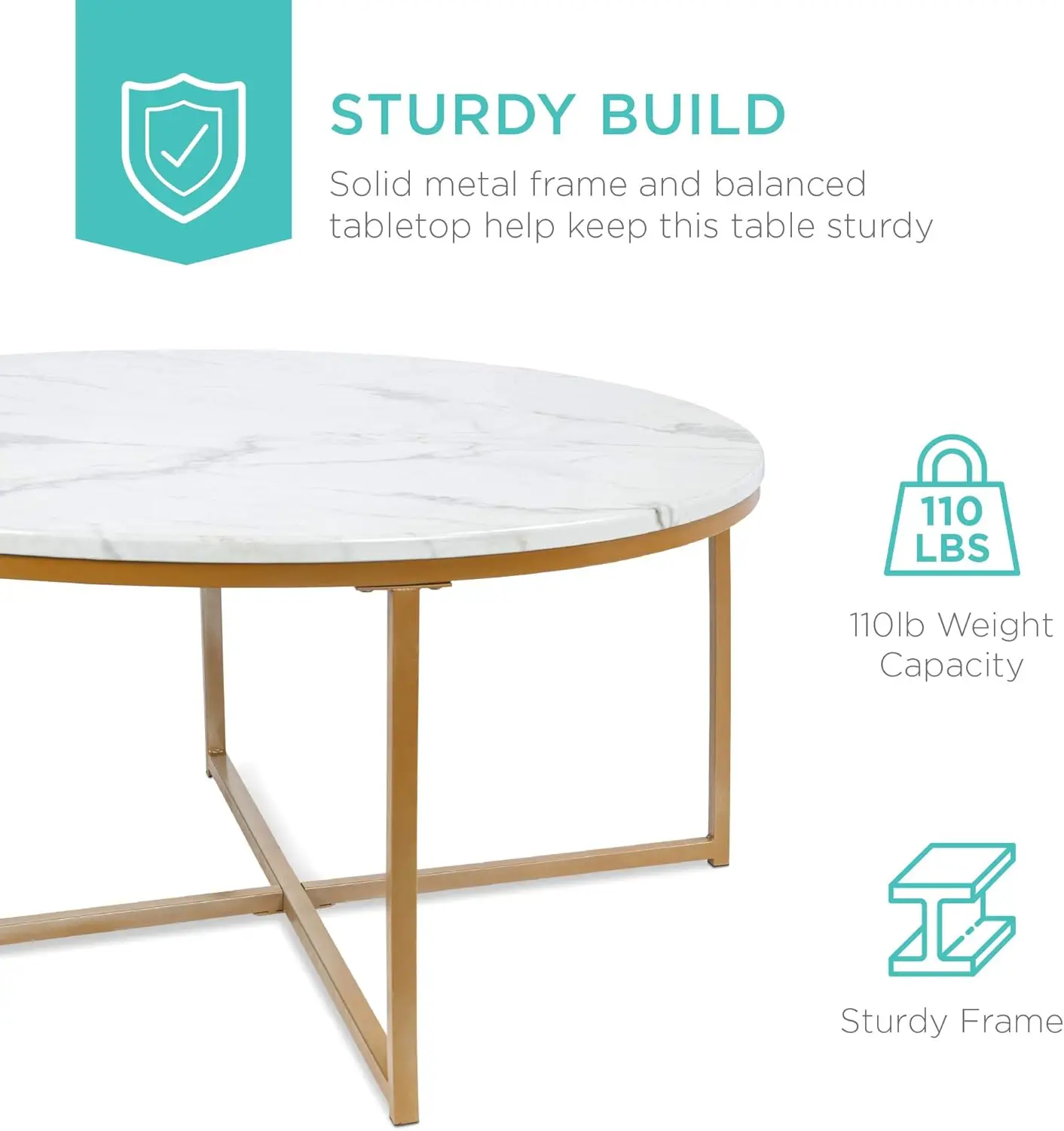 Best Choice Products 36In Faux Marble Accent Table, Modern End Table, Large Coffee Table Home Decor For Living Room, Dining