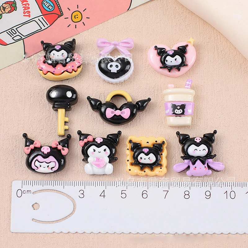 10Pcs New Kawaii Cartoon animal Cake, key, beverage, bag Resin Flat Back Scrapbook Figurine DIY Bow Decor Accessories Crafts A25