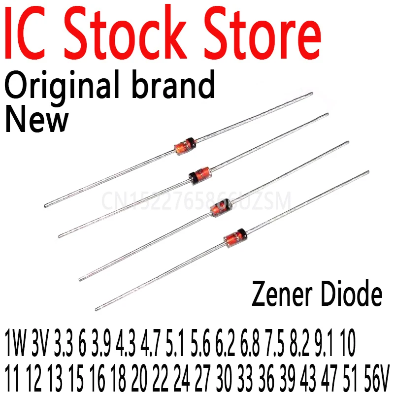 50PCS Diodo Zener 1W 3V 3.3 6 3.9 4.3 4.7 5.1 5.6 6.2 6.8 7.5 8.2 9.1 10 11 12 13 15 16 18 20 22 24 27 30 33 36 39 43 47 51 56V