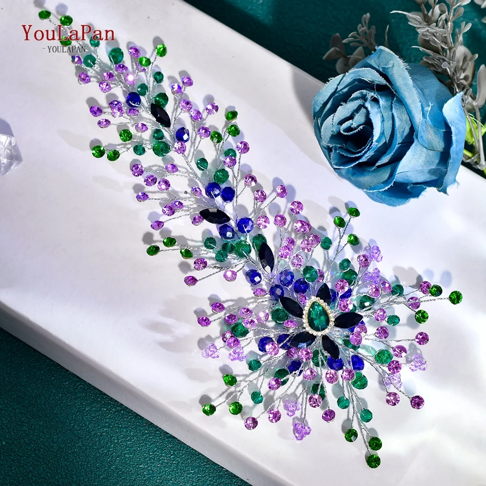 YouLaPan свадебная повязка на голову с кристаллами и стразами, повязка для волос ручной работы, роскошные украшения для волос, тиара, красивый головной убор невесты HP892