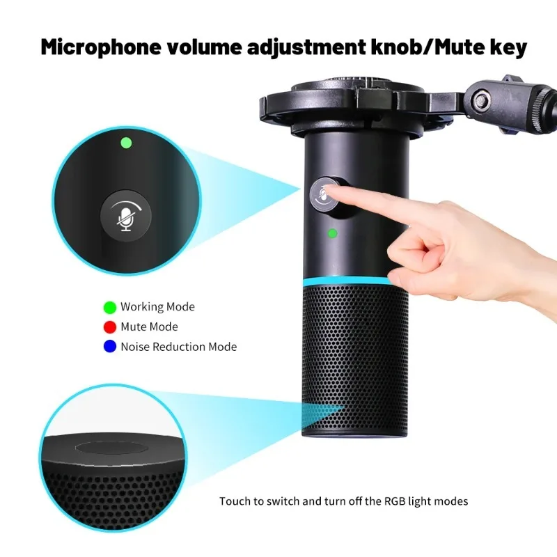 USB Cantilever Microphone Professional Recording Microphone, Gaming Mic, Microfono Streaming Pc with Boom Arm Set
