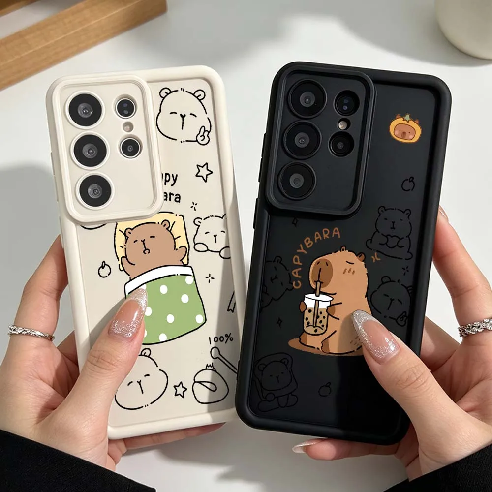 Fun Capybara Pattern For Samsung Galaxy S26 S25 S24 S23 S22 S21 S20 Ultra Plus FE Eye Ladder Silicone Phone Case Cover