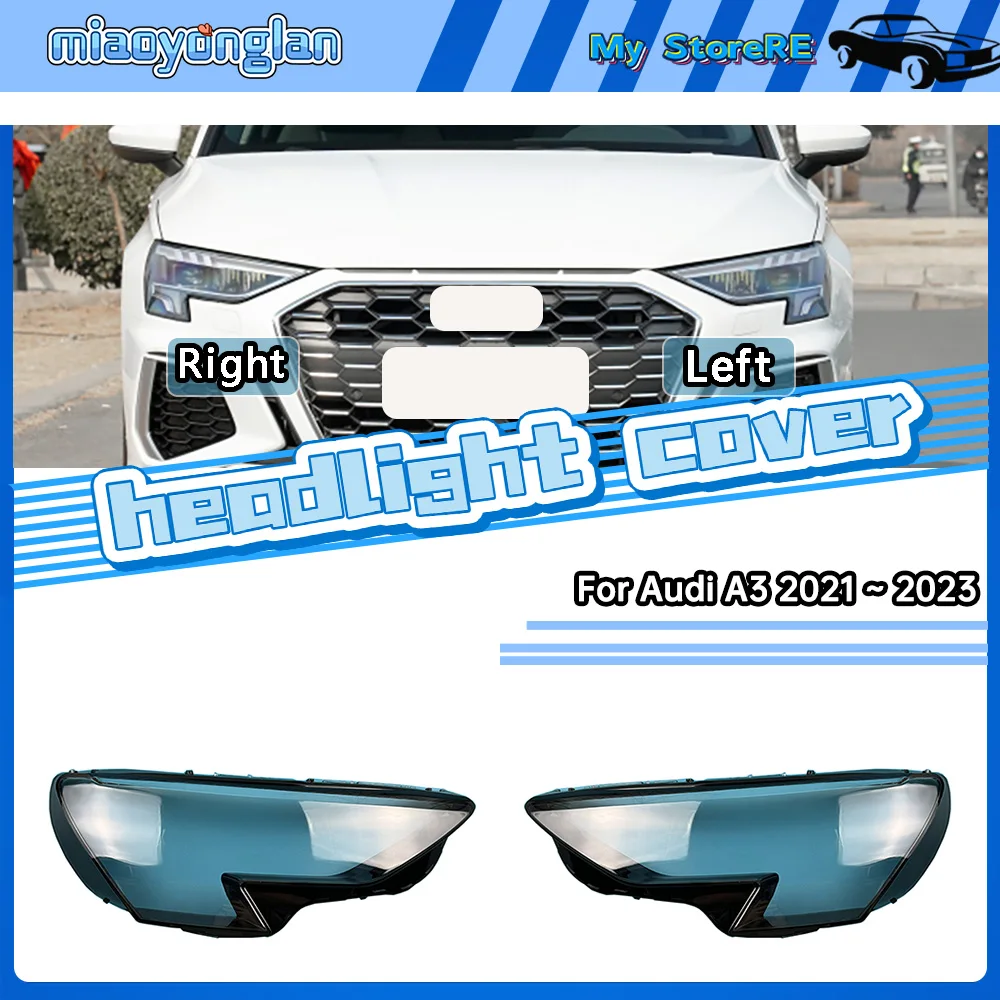 

For Audi A3 2021 2022 2023 Headlights Shell Transparent Lampshdade Headlamp Cover Lamp Shade Plexiglass Replace Original Lens