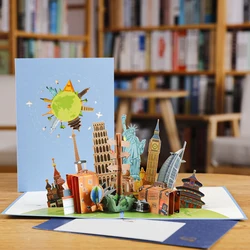 Carte de vministériels x Pop Up souvenir de voyage, carte de vministériels x 3D, cadeau d'hôtel pour les invités touristiques, 150,Tour