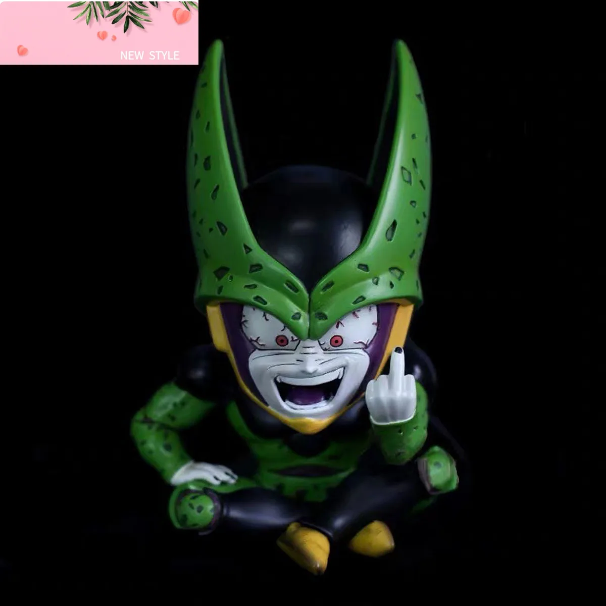 

12cm Dragon Ball Anime Cute Cell Sitting Erect Middle Finger Action Figure Pvc Model Doll Collection Statue Ornament Toys Gift
