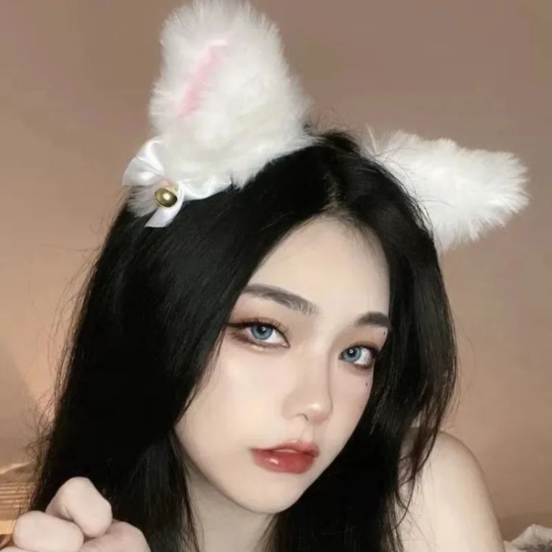 Cat Ear Bow Headband Necklace Cat Claw Gloves Cosplay Plush Bell Hairband Women Girl Masquerade Party Headwear Hair Accessories