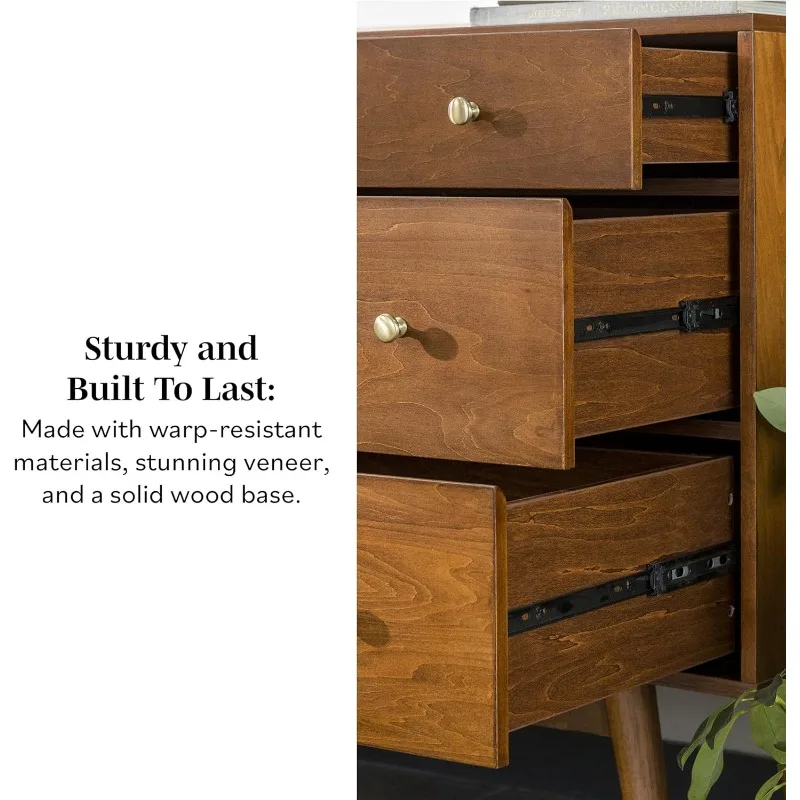 Serving Storage Cabinet Doors-Dining Room Console, 70 Inch, Acorn Mid-Century Modern Wood Kitchen Buffet Sideboard Entryway