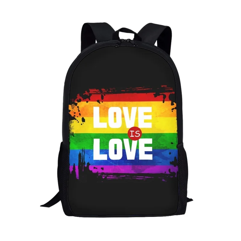 Rainbow Text Pattern LGBT Printing School Backpack for Children Cartoon Student Durable School Bag Unisex Backpack Lightweight