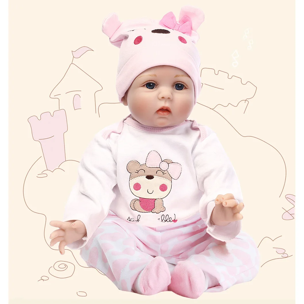 

22 Inches 55cm Bebe Reborn Baby Dolls Realistic Newborn Soft Cotton Silicone Body Girl Gift Toy for Children