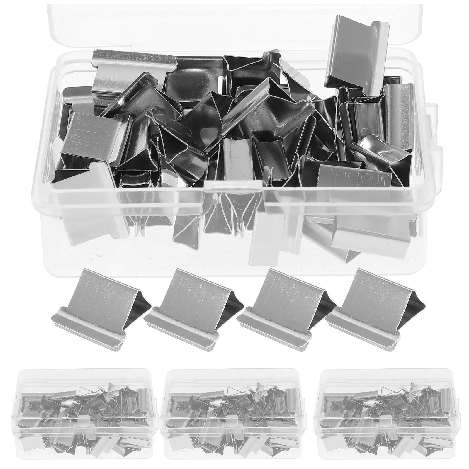 4 Boxes Staples Seamless Wear-resistant Clam Clips Household Stapler Office Supplies Accessory Silver