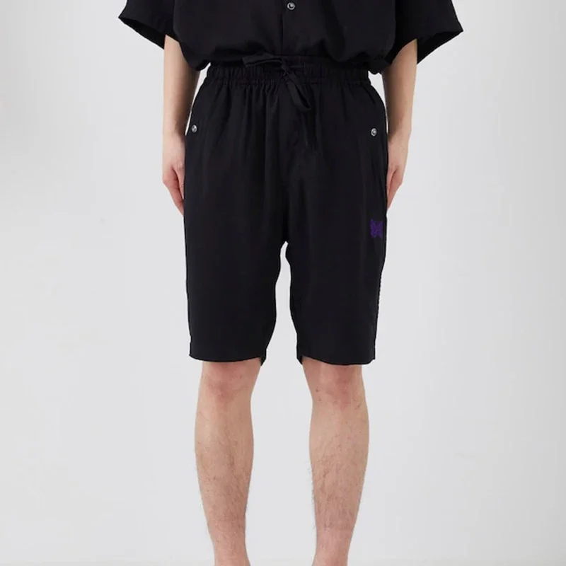 Arrival 1:1 Cotton Classic Pants Butterfly Embroidery Men Women Oversize Black Apricot Hawaiian Elasticity Beach Shorts