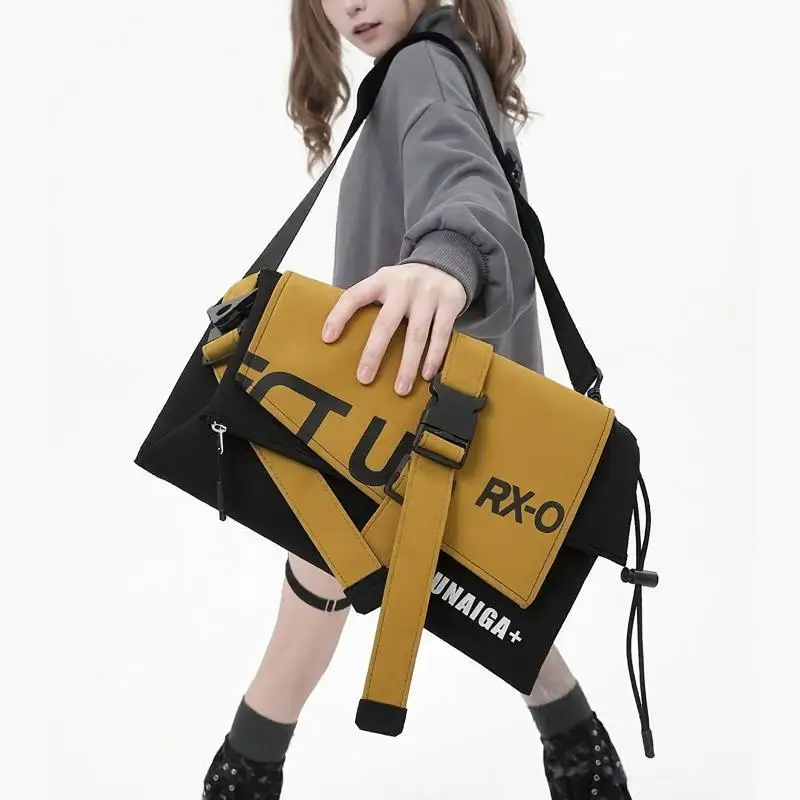 Original Functional Style Spliced Contrasting Color Horizontal Square Women's Bag, Super Cool And Fashionable Diagonal Cross Bag
