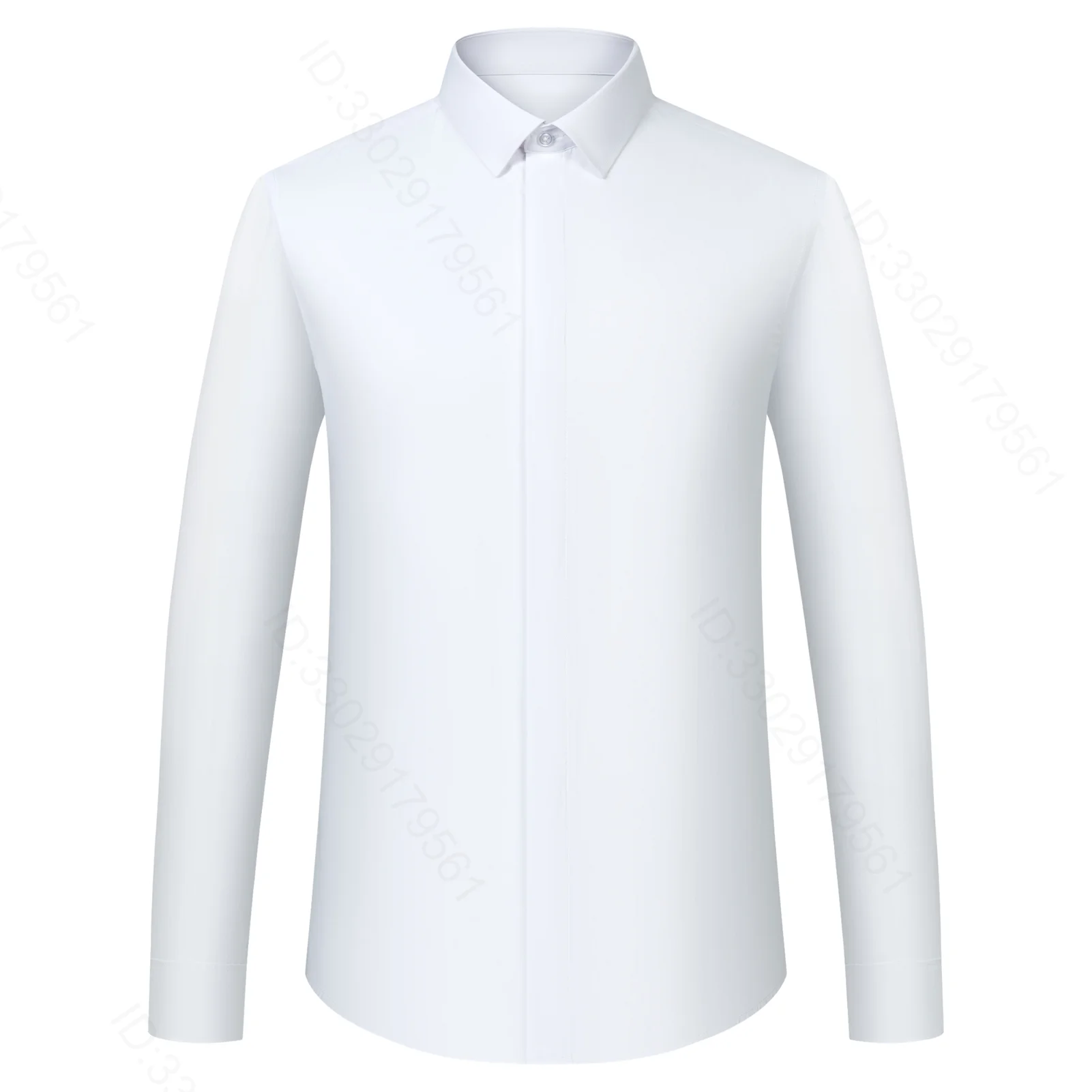 Men\'s Classic French Cuffs Solid Dress Shirt Fly Front Placket Formal Business Standard-fit Long Sleeve Office Work White Shirts