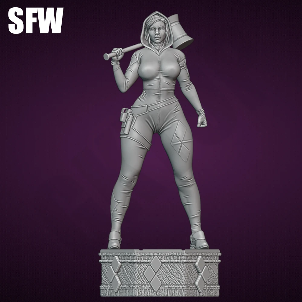 1:24 Piękna, seksowna Harley Quinn NSFW Zestaw do druku 3D z żywicy, figurka Gk do samodzielnego malowania, niezmontowana statuetka, figurki, model zabawek