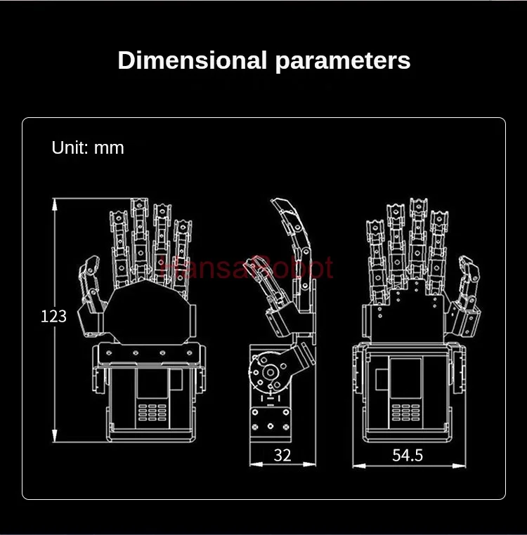 New 5 Finger Robot Hand Mini Humanoid Manipulator Claw Movable Metal Bionic Hand Bipedal Robot Finger