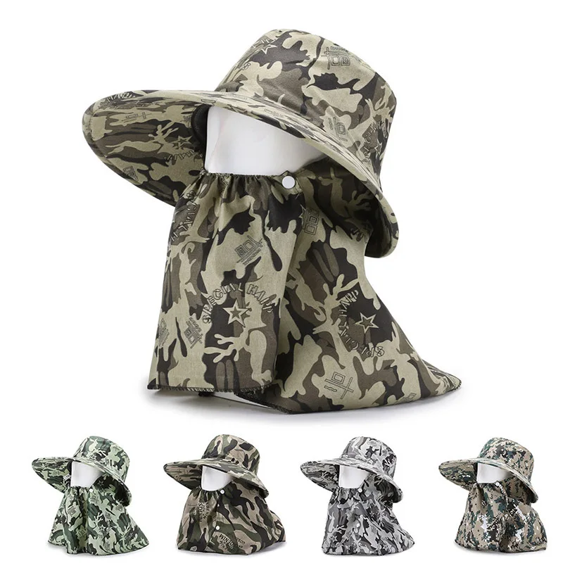 

Summer Sun Hats UV Protection Outdoor Hunting Fishing Cap for Men Women Hiking Camping Visor Bucket Hat Removable Fisherman Hat