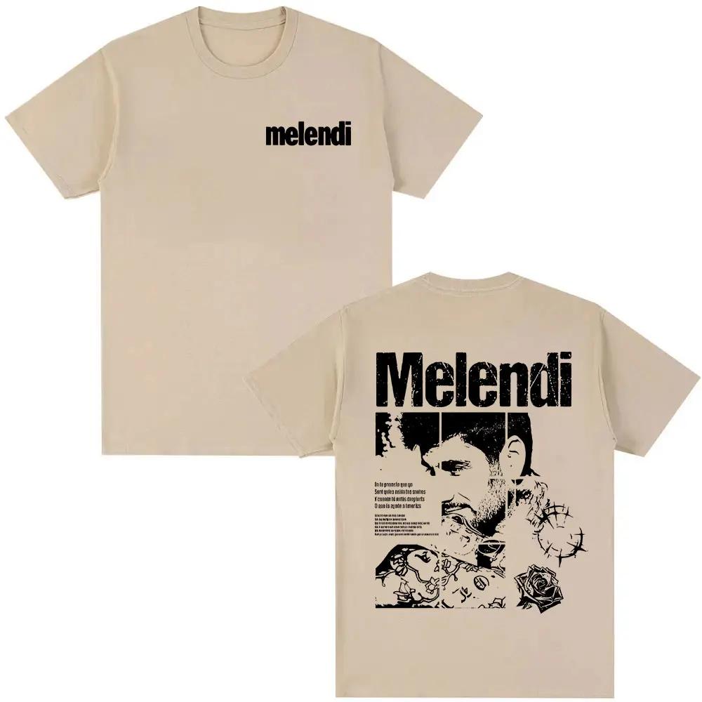 

Rapper Melendi Album 2025 Merch T Shirt Men's Gothic Hip Hop Short Sleeve T-Shirts Retro High Quality Cotton T-shirt Streetwear
