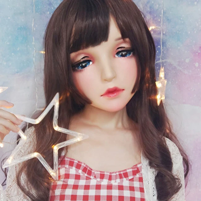 (Yi-01) Vrouwelijke Zoete Meisje Hars Half Hoofd Kigurumi BJD Ogen Crossdress Cosplay Japanse Anime Rol Lolita Masker Met Ogen En Pruik