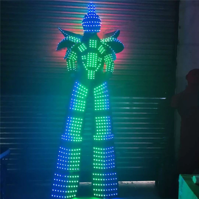 

Party event stage show led robot suit men light up costume ballroom dance stilts cloth Music Festival Outfit