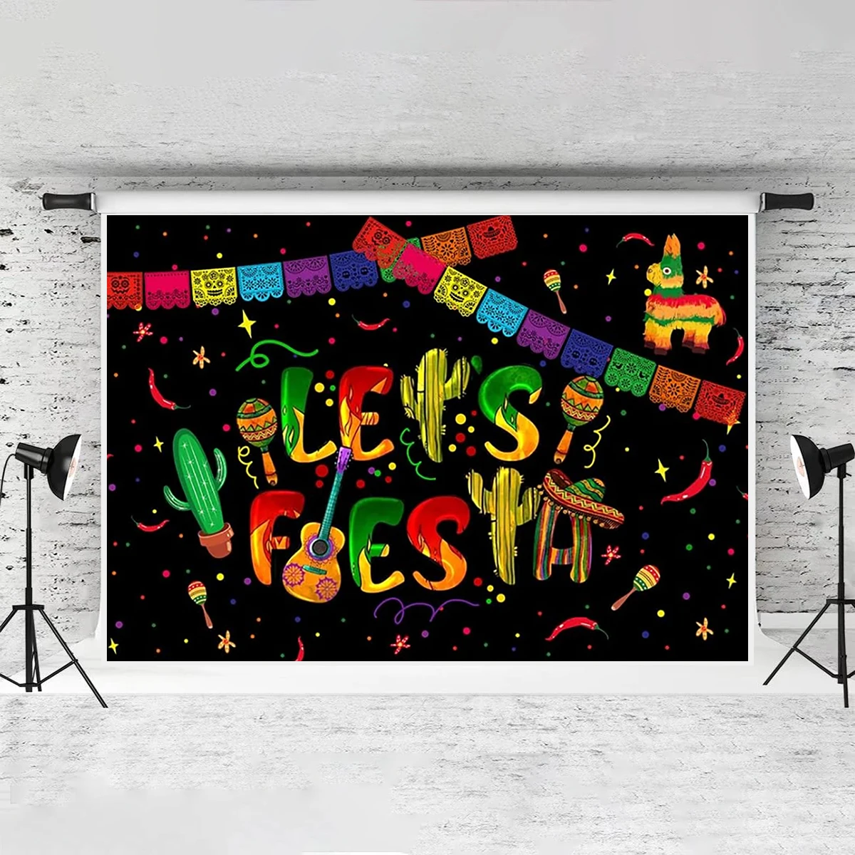 Feliz Fiesta Flag Backdrop for Party Decorations Banner Mexican Theme Photo Background Cinco De Mayo Carnival Birthday Party