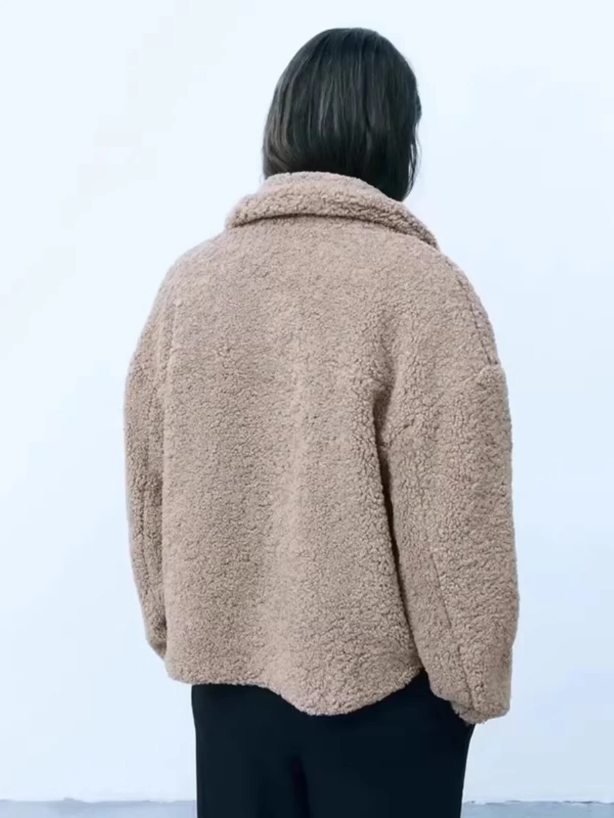 

Women's Thiened Fce Lined Jaet Collar irt Outerwear Polyester Fiber Long Sve Pure Color Button Closure Coat