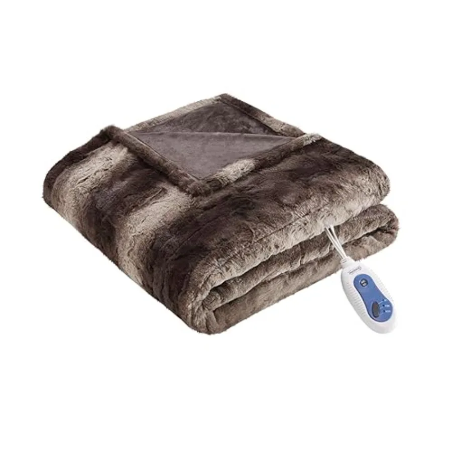 

Zuri Reversible Faux Fur to Mink Electric Blanket Auto Shut Off Virtually Zero EMF Multi Heat Setting UL Certified Machine Wash