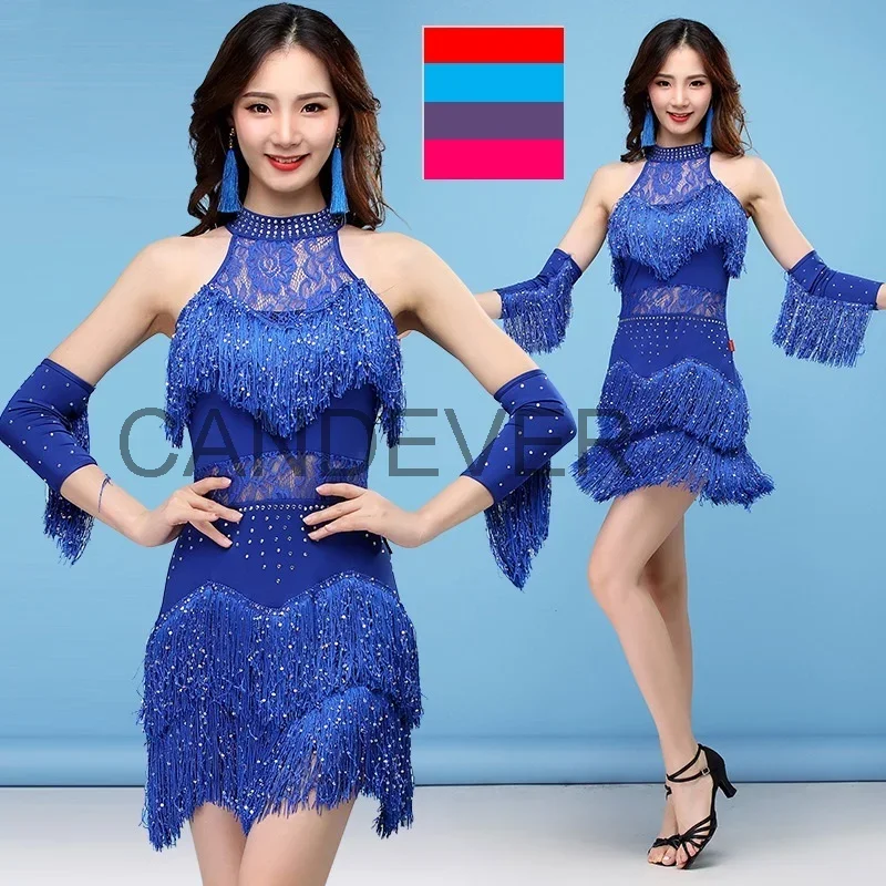 New fringe gold Latin Latin dance costumes women salsa dancewear dance costume ballroom competition tango dresses adult JS793