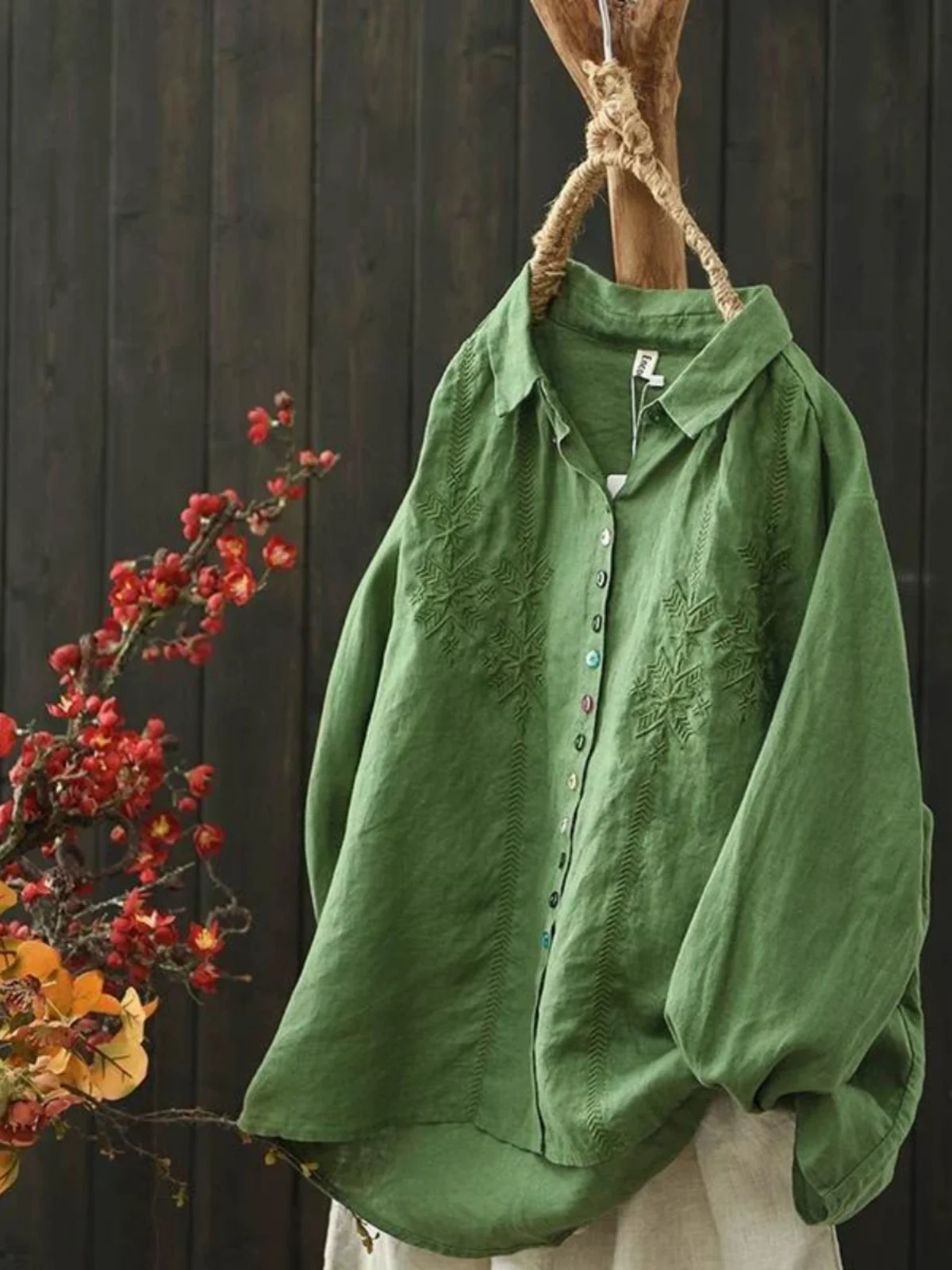 

Ретро-кардиган из хлопка и льна с вышивкой, повседневный, универсальный, больших размеров, для женщин с фигурами типа «груша»...