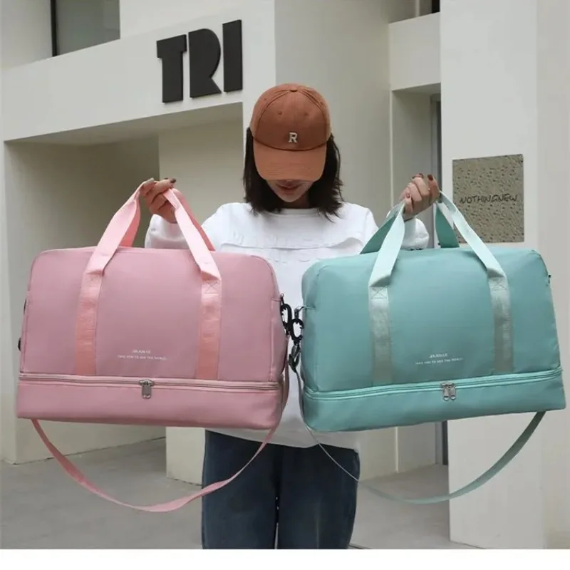 

Модная большая сумка для женщин, дизайнерская роскошная сумка, большая вместительная дорожная сумка для спортзала с разделением для влажной и сухой уборки, легкая сумка через плечо