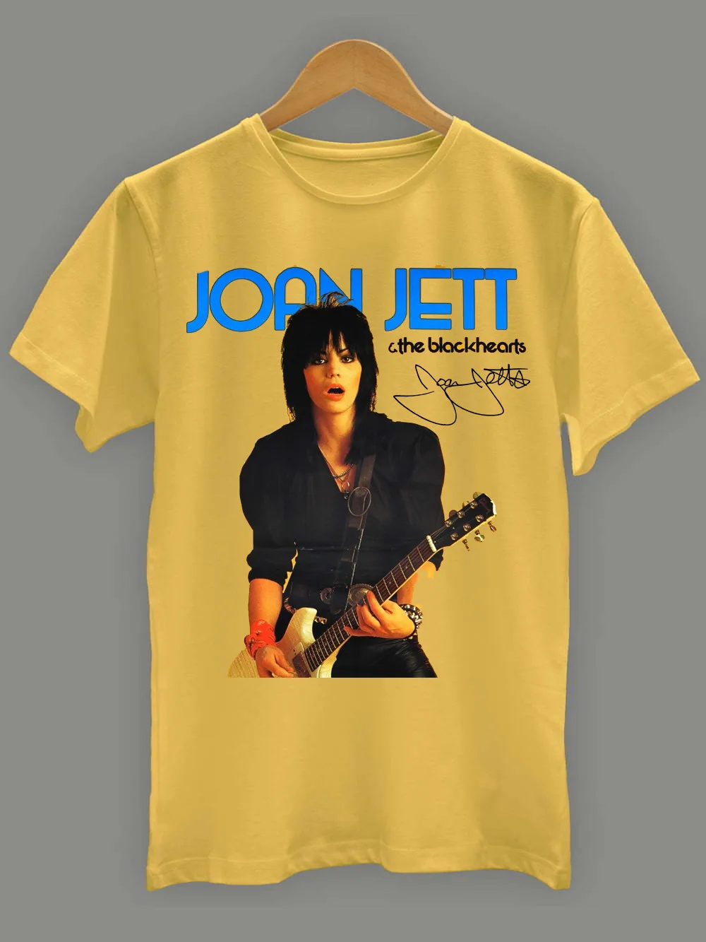 Rare Joan Jett & The Blackhearts Short Sleeve Yellow All Size T-Shirt TMB1218