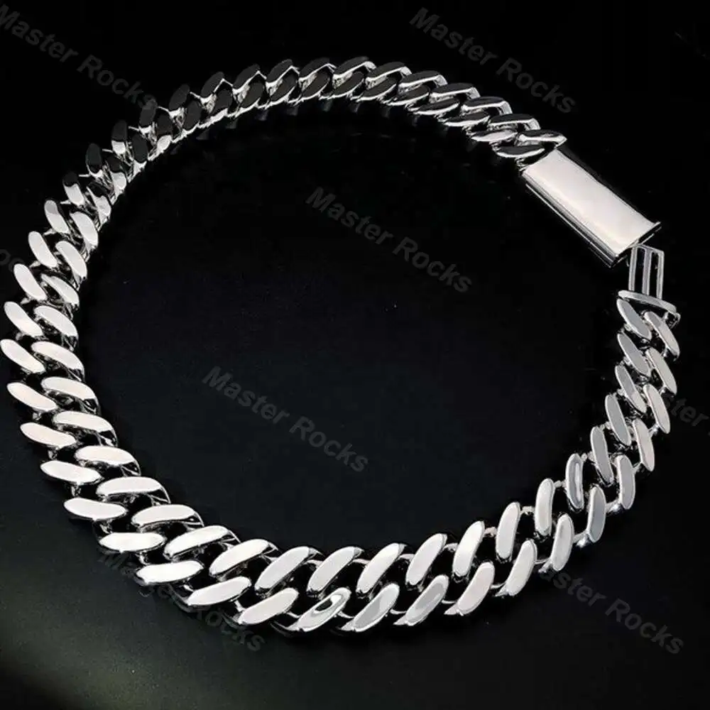 925 Sterling Silver Mens 13mm Miami Cuban Chain Link Moissanite Diamond d Color Vvs Moissanite Cuban Link Chain