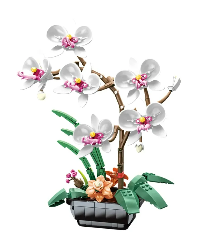 Get Your Orchid Building Blocks, Eternal Flower Model, Bouquets Toy Bricks for Girls, Plants for Home Decoration