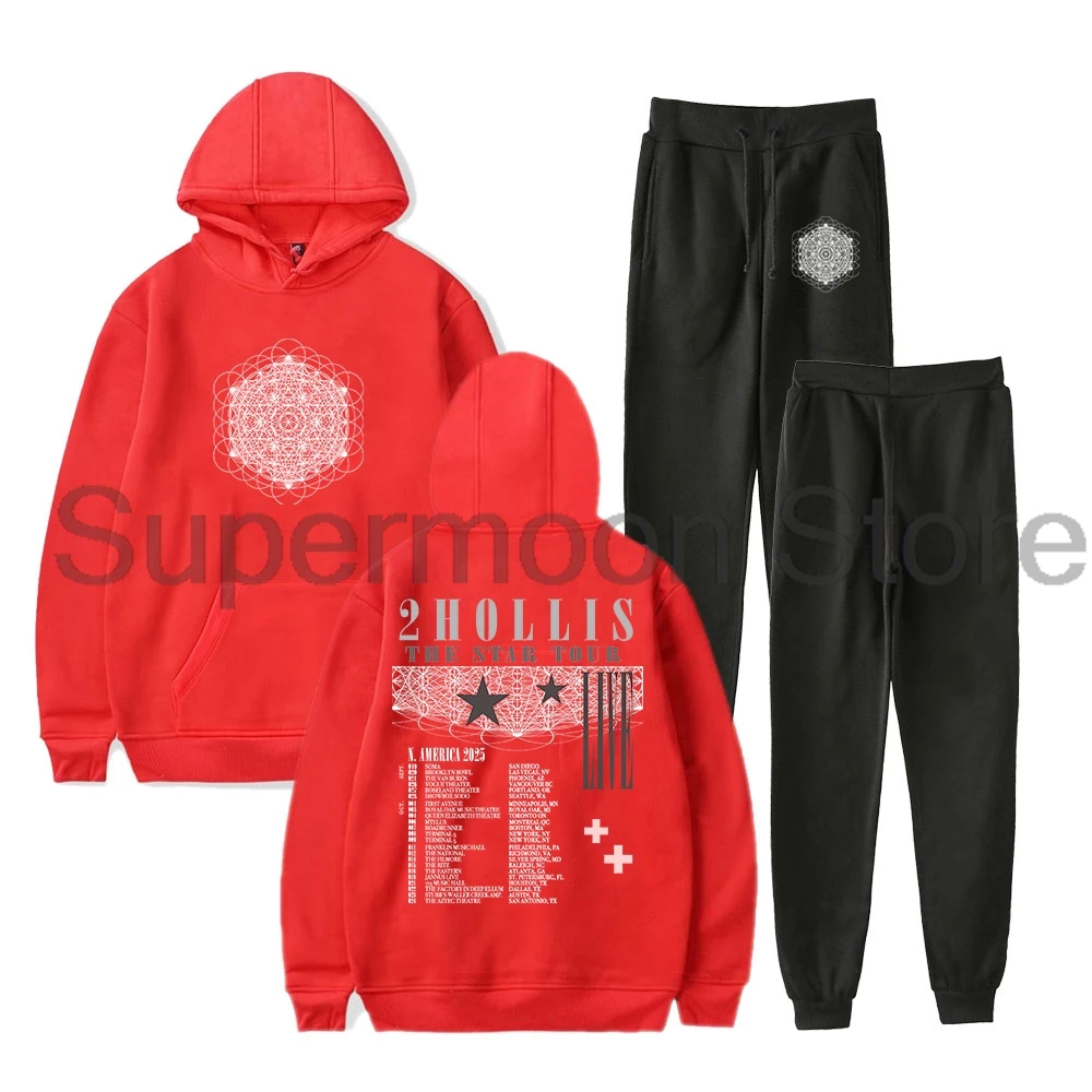2hollis The Star Tour 2025 moletom com capuz calças jogger conjunto de duas peças moletons + calças de moletom conjuntos de roupas masculinas feminina