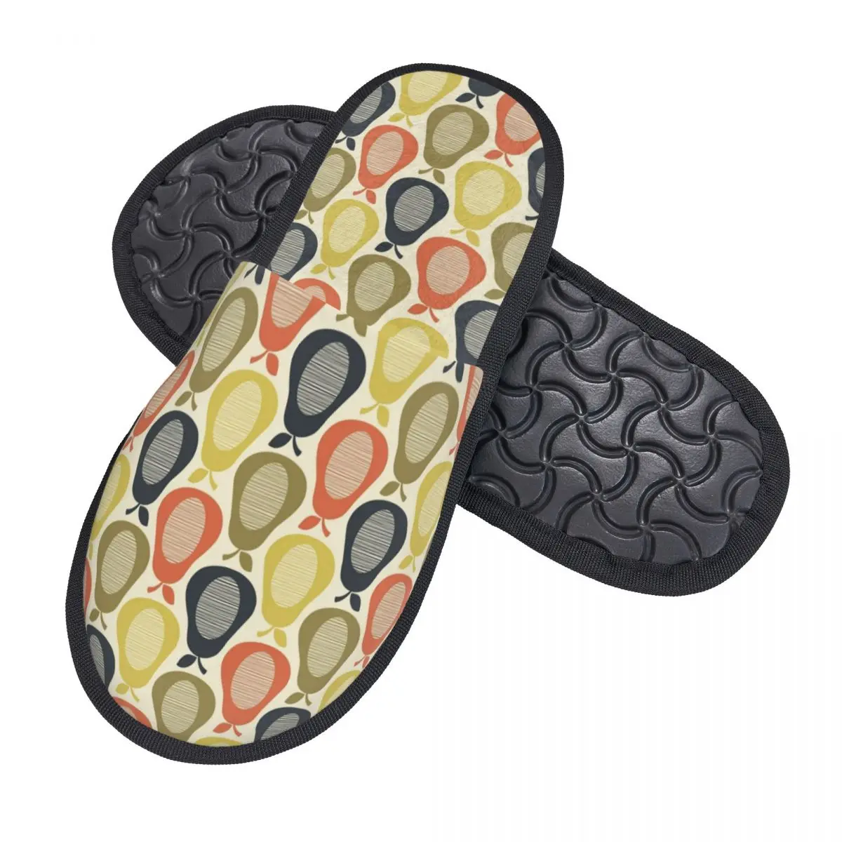 Custom Scribble Pears Multi Pattern Soft Memory Foam House Slippers Women Orla Kiely Comfy Warm Anti-skid Sole Slipper