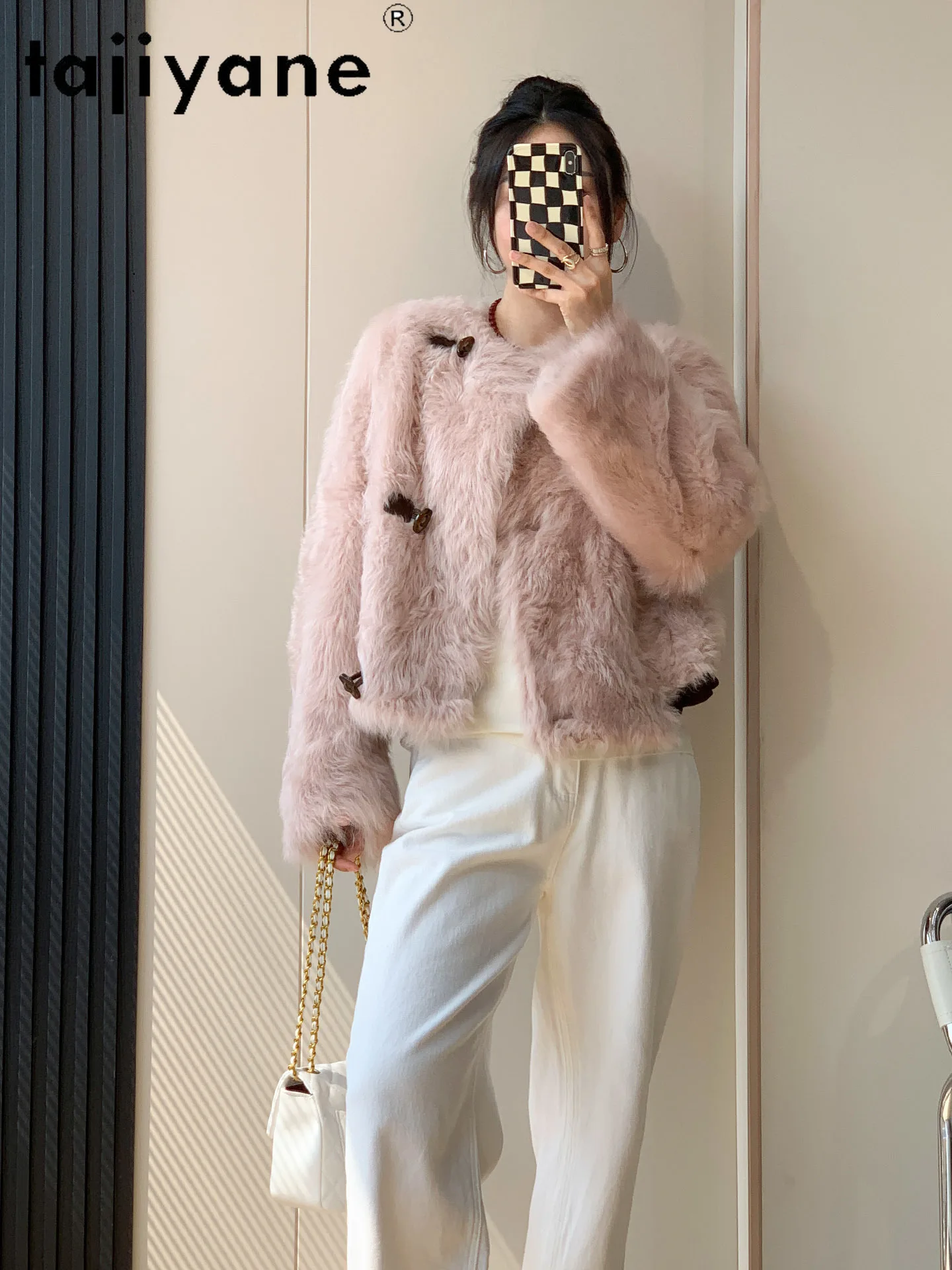 TAJIYANE 100 % natürliche toskanische Wolle Schaffell doppelseitigen Pelzmantel Frau High-End kurze echte Pelzjacke Winterkleidung 2025 Nguy