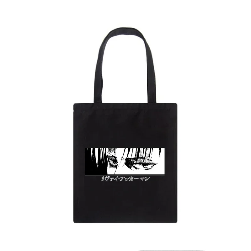 Titans Attack Canvas Gift Bag Large Capacity Harajuku Female Fashion Shoulder Bag Anime Black Ulzzang Cartoon Women Shopper Bags