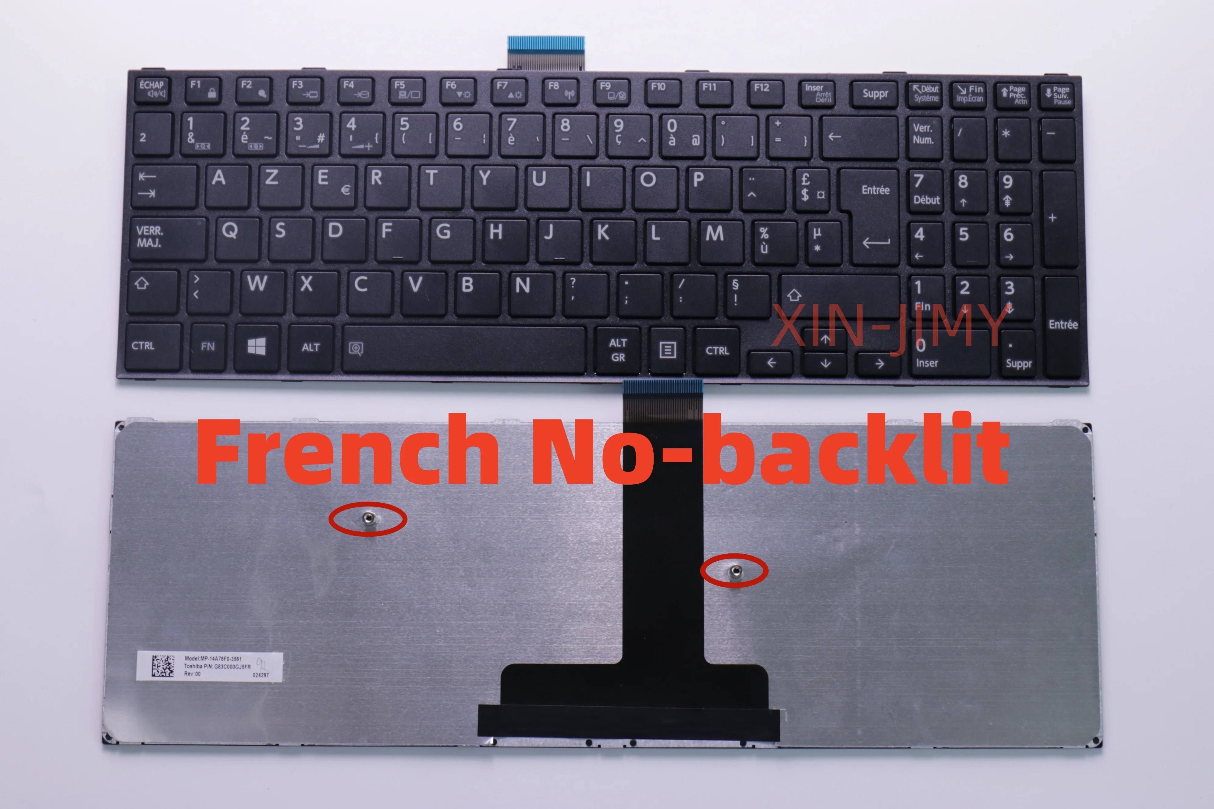 

French Laptop Keyboard For Toshiba Satellite C50-B C50-BST2NX3 C50-B03E Series Black Frame without backlit