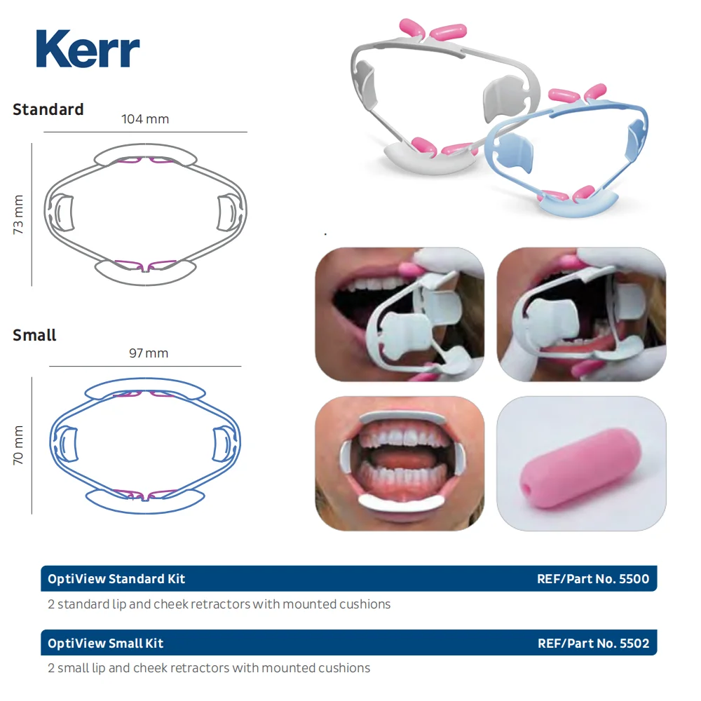 

‌2Pcs/Box Kerr OptiView Lip & Cheek Retractor (Standard/Small Kit REF5500/5502) - Medical-Grade Autoclavable for Adults & Kids