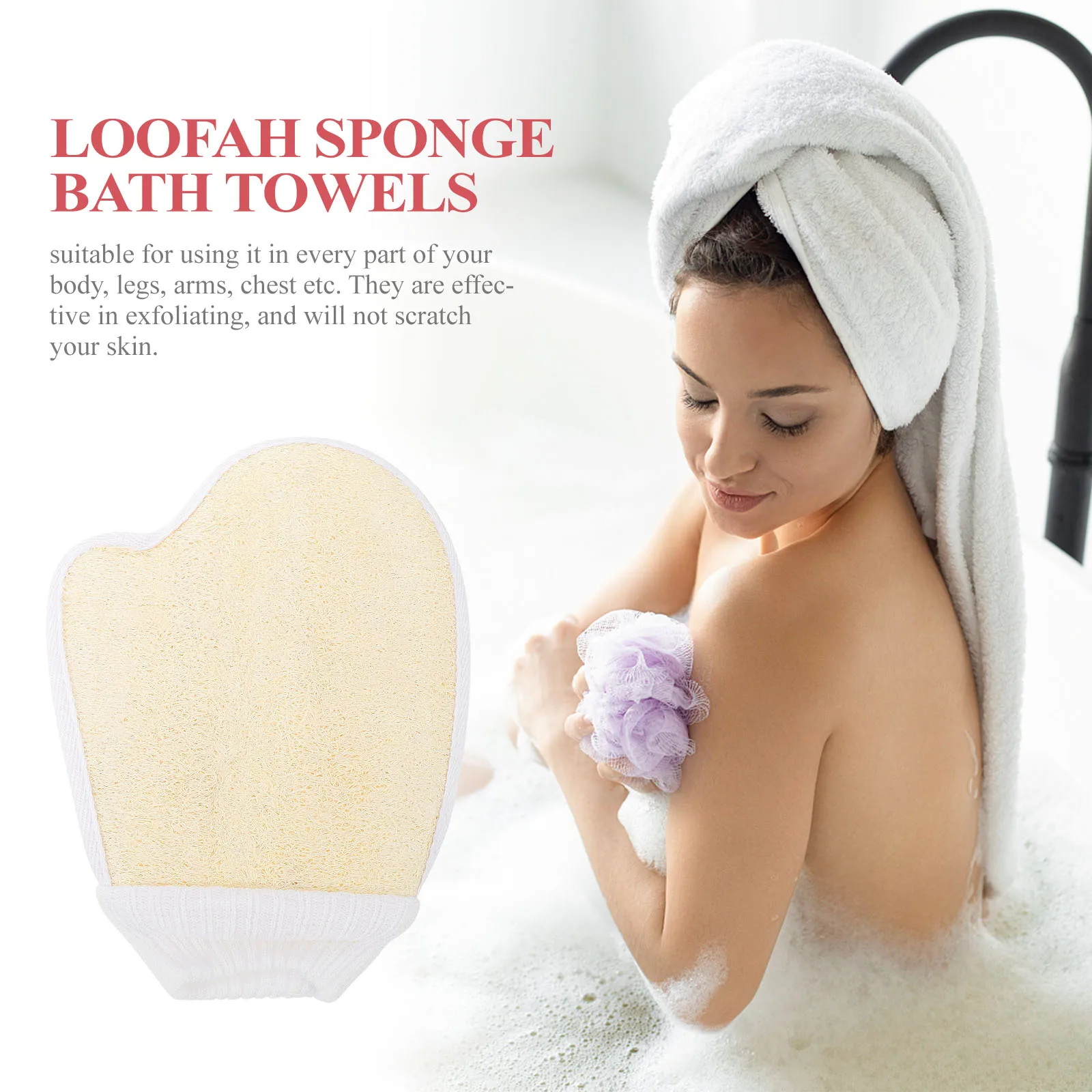 

2 Pcs Loofah Gloves Exfoliating Bathing Scrubbers Rubbing Towels Shower