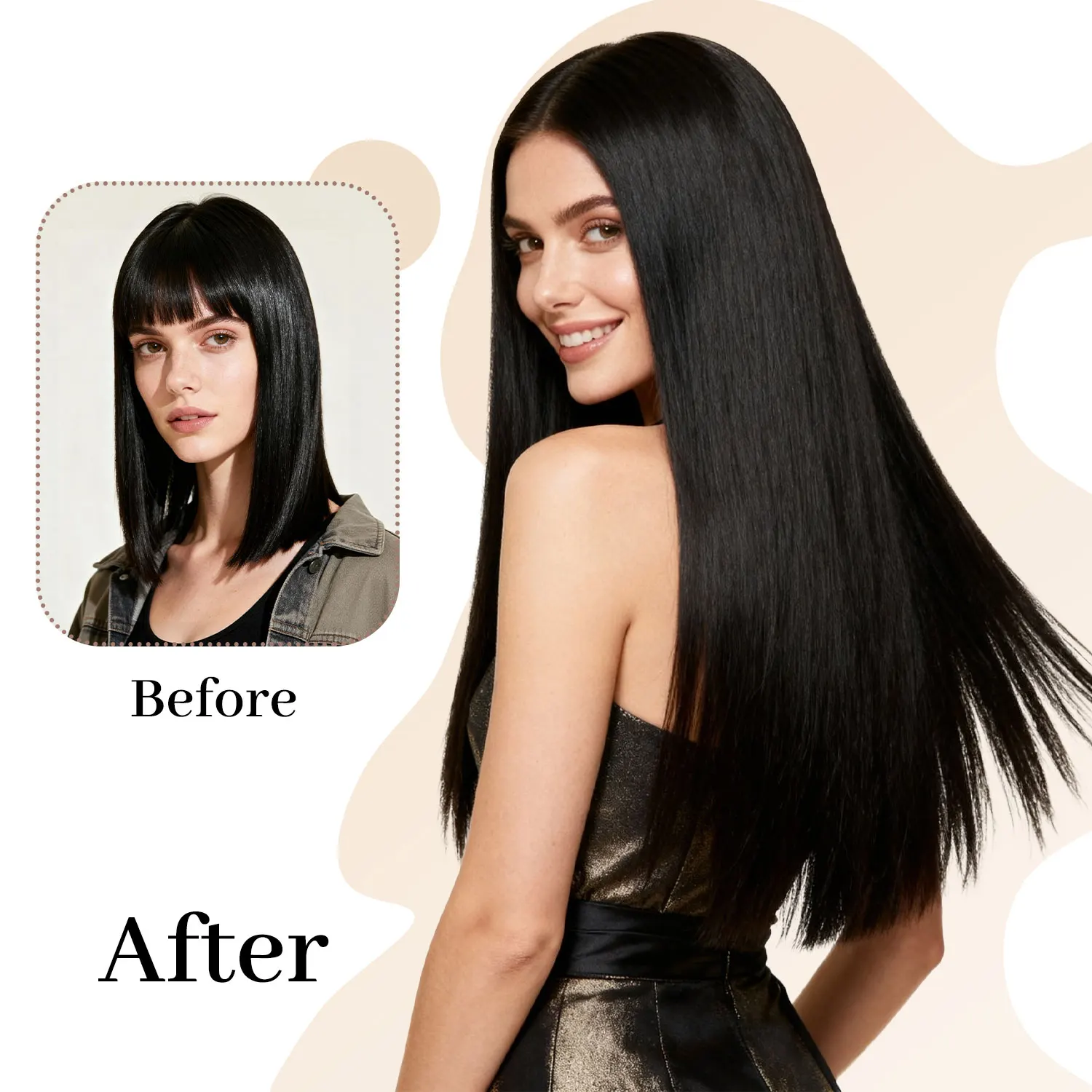 وصلات شعر صناعية بمشبك في مجموعة 6 قطع من الشعر المستقيم بطول 22 بوصة، قطع شعر سميكة للنساء والفتيات والحفلات اليومية