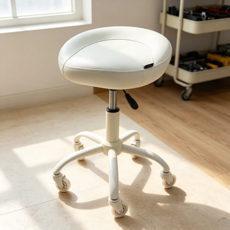 Saddle Stool for Hairdresser, Salon Barber Chair with Swivel & Height Adjustment, Mobile Comfortable Seat for Beauty Shop Use
