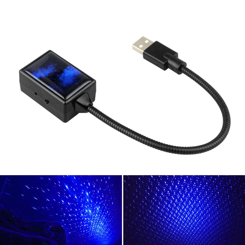 Car Interior USB Roof Atmosphere Starrry Lamp Sky LED Projector Star Night Light Blue Car Accessories