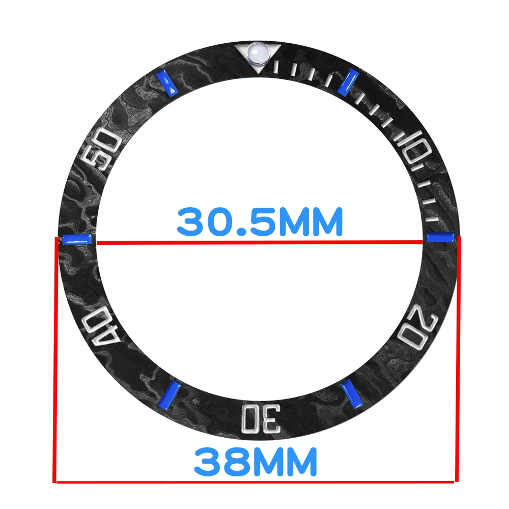 38*30.5mm Slanted Carbon Fiber Material Multicolor Bezel With Insert For Men Watch Case Replacement Watch Accessories