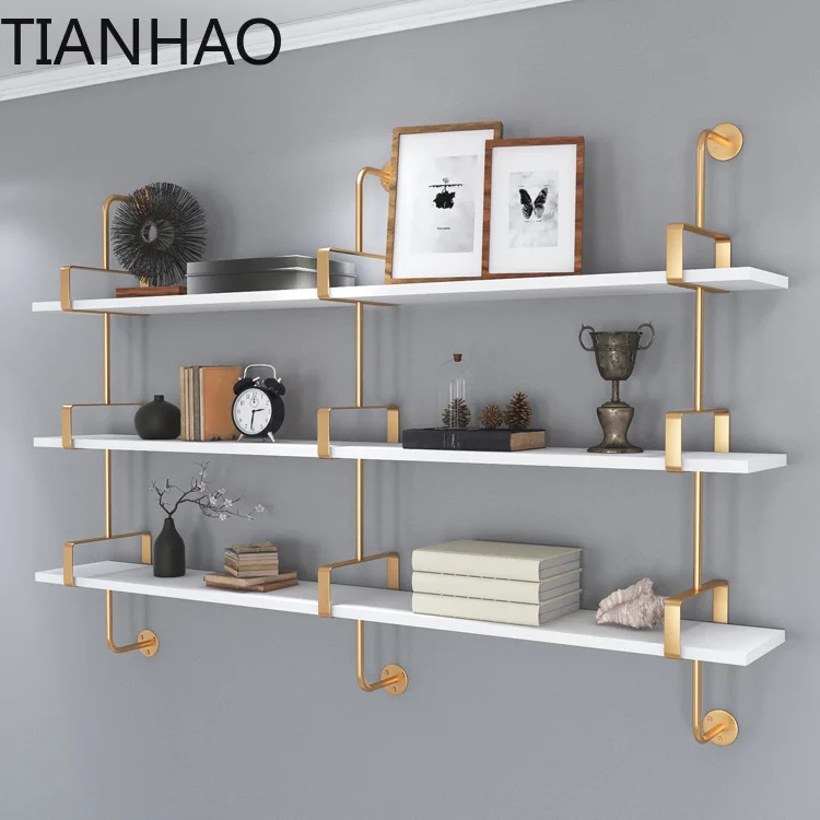 Wall storage shelves, living room bedroom  hanging decorative shelves, multi-layer solid wood partitions, display bookshelves
