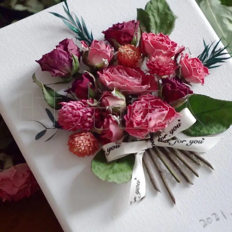 Dried Flower Photo Frame DIY Material Kit, Easel, Preserved Flower Plant Specimen Stickers