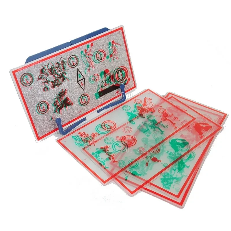 Visual Correction Stereo Eye Training Device, Red Green Fixed Transaglyph with Vision Therapy Training Cards