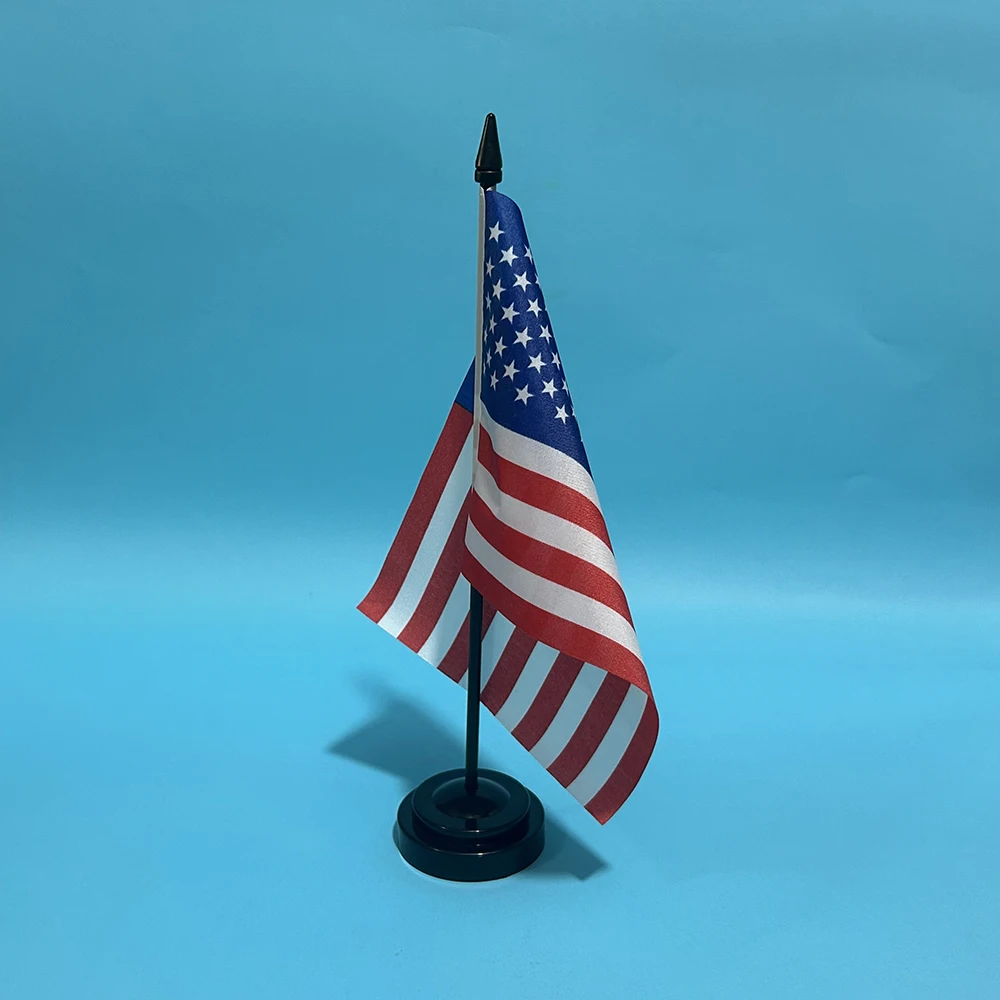 (SKY FLAG) Büro-Schreibtischflagge der Vereinigten Staaten, US-Flagge, 14x21cm, US-Schreibtischdekoration, Flaggen – Detail 5